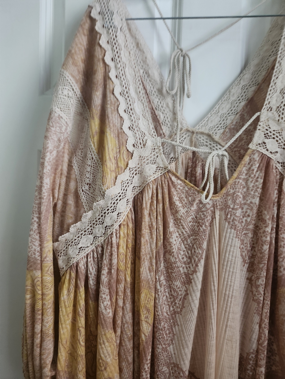 Free People Asymmetrical Boho Dress in Beige, Yellow, Cream - Picture 5 of 7